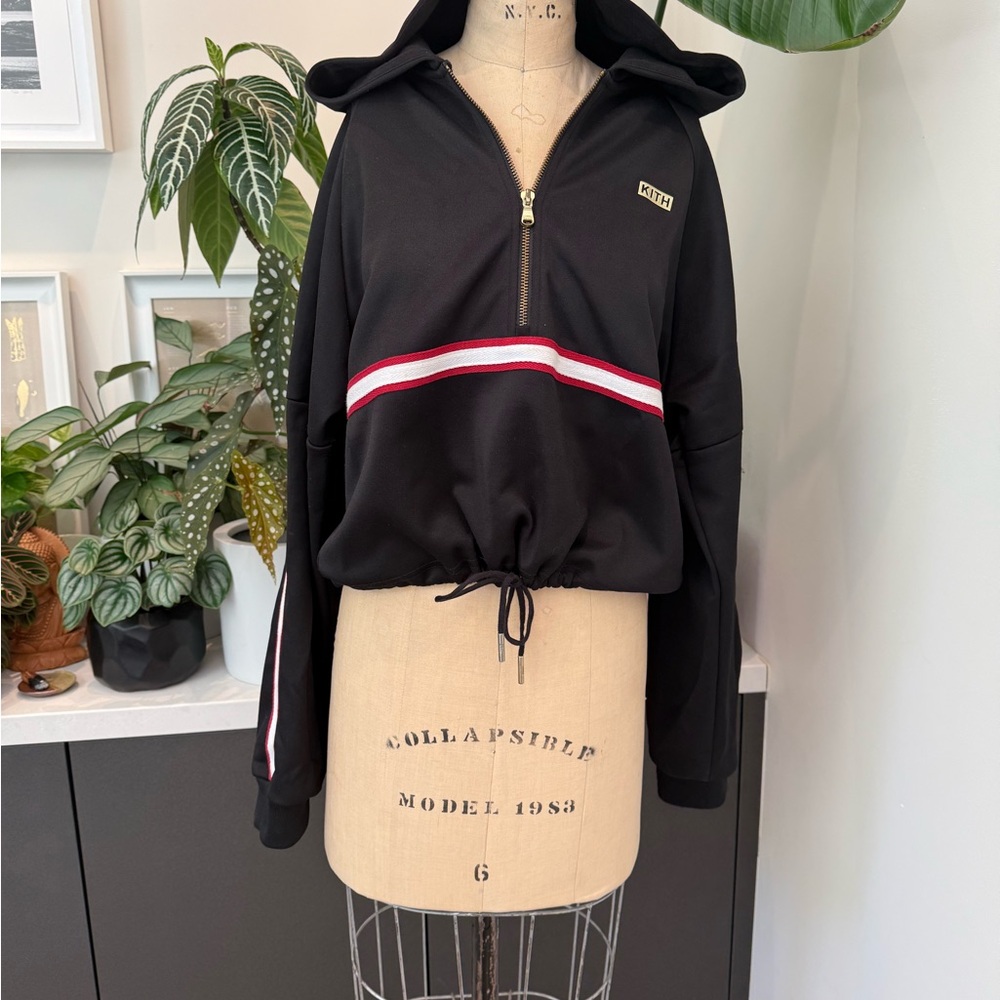 Kith Black Hoodie with Red and White Accents